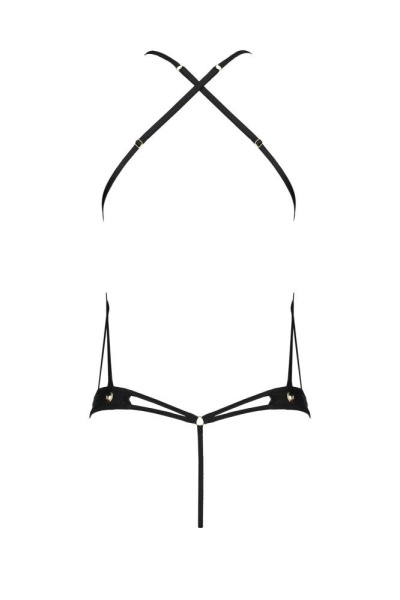 Боди с открытым доступом Passion TASMINA BODY XXL/XXXL, black, экокожа, шнуровки, ажурные кружева