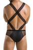 Мужское эротическое сетчатое боди Passion 045 Victor S/M Black, экокожа, сетка || 