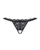 Кружевные танга с двумя отверстиями Obsessive 831-THC-1 crotchless thong S/M, черные, бантики || 