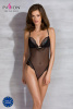 Сетчатое боди с кружевным лифом Passion DELIENA BODY L/XL black || 