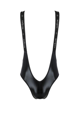Мужское открытое боди Passion 027 Bruno XXL/XXXL Black, под латекс, на лямках || 