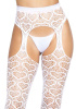 Ажурные колготки с сердечками Leg Avenue Heart White, one size, имитация чулок || 
