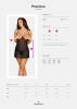 Прозрачная сорочка с открытой грудью Obsessive Pearlove chemise & thong black S/M, трусики || 