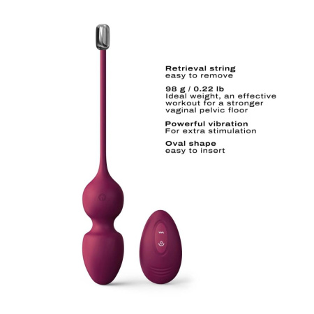 Вагинальные шарики Dorcel LOVE BALLS PLUM, вибрации и движения внутреннего шарика, пульт ДУ || 
