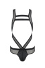 Мужское эротическое сетчатое боди Passion 045 Victor S/M Black, экокожа, сетка || 