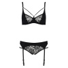 Комплект белья PAULINE SET black L/XL Passion: стрэпы: лиф, стринги и пояс для чулок || 