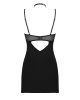 Сорочка Obsessive Selinne chemise & thong XS/S Black, стринги, двойные бретели || 