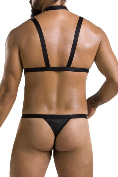 Комплект мужского белья из стреп Passion 039 Set Andrew L/XL Black, стринги, шлейка