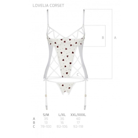 Корсет с подвязками + стринги LOVELIA CORSET white S/M - Passion || 