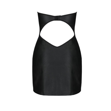 Мини-платье из экокожи CELINE CHEMISE black S/M — Passion: шнуровка, трусики в комплекте || 