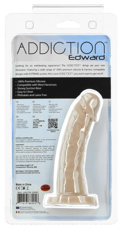 Изогнутый фаллоимитатор на присоске ADDICTION — Edward 6″ Curved Dong, вибропуля в подарок || 