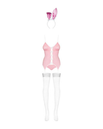 Эротический костюм зайки Obsessive Bunny suit 4 pcs costume pink S/M, розовый, топ с подвязками, тру || 