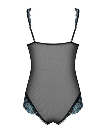 Сетчатое боди на косточках Obsessive Amanta teddy S/M, черное, с доступом || 