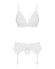 Кружевной комплект белья Obsessive 810-SEG-1 L/XL White, бюстгальтер, стринги, пояс для чулок || 