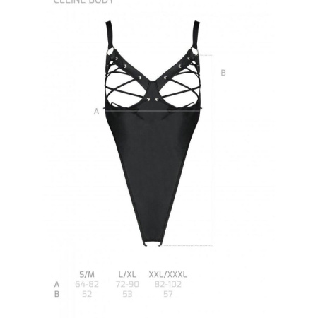 Боди из экокожи CELINE BODY black S/M — Passion: с доступом, открытый || 