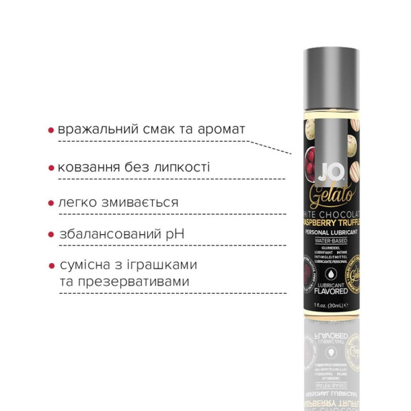 Смазка на водной основе System JO GELATO White Chocolate Raspberry(30 мл) без сахара и парабенов