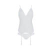 Корсет с пажами, трусики с ажурным декором и открытым шагом Ursula Corset white L/XL — Passion || 