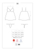 Сатиновый пеньюар с кружевом Obsessive 810-BAB-2 babydoll & thong S/M, белый, пеньюар, танга || 