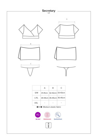 Эротический костюм секретарши Obsessive Secretary suit 5pcs black L/XL, черно-белый, топ, юбка, стри || 