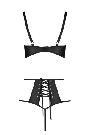 Комплект белья Passion TASMINA SET L/XL black, лиф, высокие трусики с корсетом сзади || 