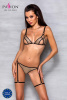 Эротический комплект нижнего белья Passion GABI SET L/XL beige, трусики с гартерами || 