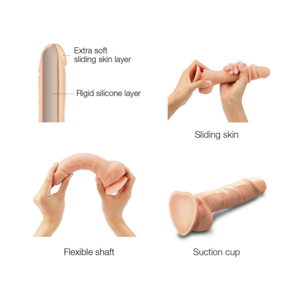 Реалистичный фаллоимитатор Strap-On-Me Sliding Skin Realistic Dildo Vanille - XXL, эффект подвижной