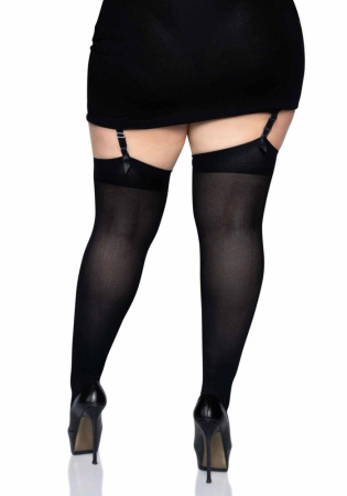 Плотные непрозрачные чулки Leg Avenue Nylon Thigh Highs Black, plus size || 