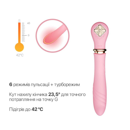 Пульсатор с подогревом Zalo Sweet Magic - Desire Fairy Pink, турбо режим || 