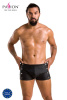 Мужские кожаные боксеры с заклепками Passion 048 Short David S/M Black || 