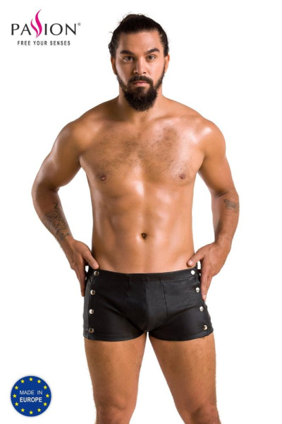 Мужские кожаные боксеры с заклепками Passion 048 Short David S/M Black