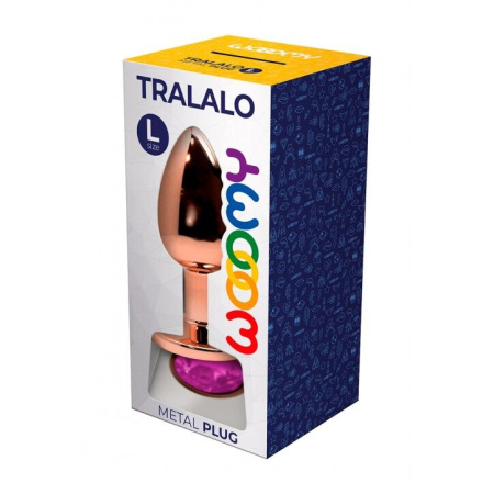 Металлическая анальная пробка Wooomy Tralalo Rose Gold Metal Plug Magenta L, диаметр 4 см, длина 9 с || 