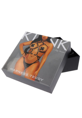 Портупея-тедди из экокожи Leg Avenue Heart ring harness teddy S Black, подвеска-сердечко, цепи || 