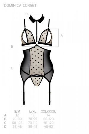 Корсет с открытой грудью Passion DOMINICA CORSET S/M black, пажи для чулок, стринги || 
