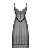 Полупрозрачная длинная сорочка Obsessive Estiqua chemise M/L, черный, ассиметричный крой || 