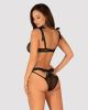 Полупрозрачный эротический комплект Obsessive Obsessivia 2pcs set black S/M, бюстгальтер и трусики, || 