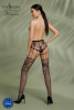 Эротические колготки-бодистокинг Passion ECO S004 black, закрытые трусики, декор, подвязки || 
