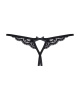 Кружевные танга с двумя отверстиями Obsessive 831-THC-1 crotchless thong L/XL, черные, бантики || 