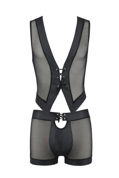 Комплект мужского белья на шнуровке Passion 053 Set William S/M Black, жилет, боксеры