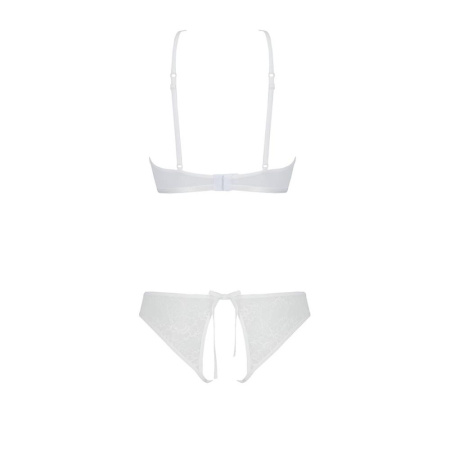 Комплект: бра, трусики с ажурным декором и открытым шагом Ursula Set white S/M — Passion || 