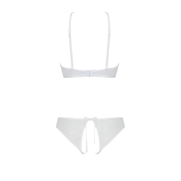 Комплект: бра, трусики с ажурным декором и открытым шагом Ursula Set white S/M — Passion
