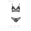 Комплект: браллет с ажурным лифом и открытыми трусиками Christa Set with Open Bra black L/XL — Passi || 