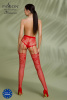 Эротические колготки-бодистокинг Passion ECO S004 red, закрытые трусики, декор, подвязки || 
