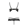 Комплект белья из стреп Passion SARIA SET S/M Black, открытый доступ, открытая чашка, кружево || 