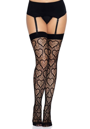 Ажурные чулки с сердечками Leg Avenue Heart Black, one size || 
