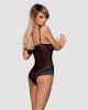 Сетчатое боди на косточках Obsessive Amanta teddy S/M, черное, с доступом || 