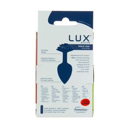 Металлическая анальная пробка Lux Active с розой - Rose Anal Plug - Black, вибропуля в подарок || 