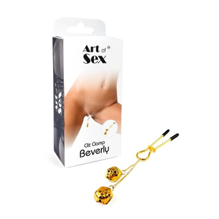 Зажим для клитора с бубенцами Art of Sex - Beverly clit clamp, Золото || 