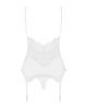 Сатиновый кружевной корсет Obsessive 810-COR-2 babydoll & thong S/M, белый, корсет, танга || 