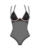Прозрачное боди Obsessive Selinne teddy M/L Black, мелкая сетка, двойные бретели || 