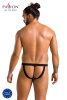 Мужские слипы на шнуровке Passion 044 Slip Ben S/M Black, экокожа, люверсы || 